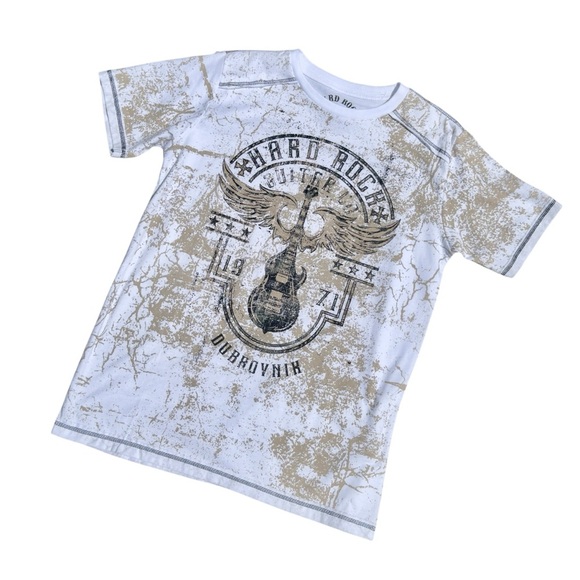 NWT Hard Rock Cafe Guitar Co White Gold Winged Acid Cotton T-shirt Mens Large - Picture 2 of 11
